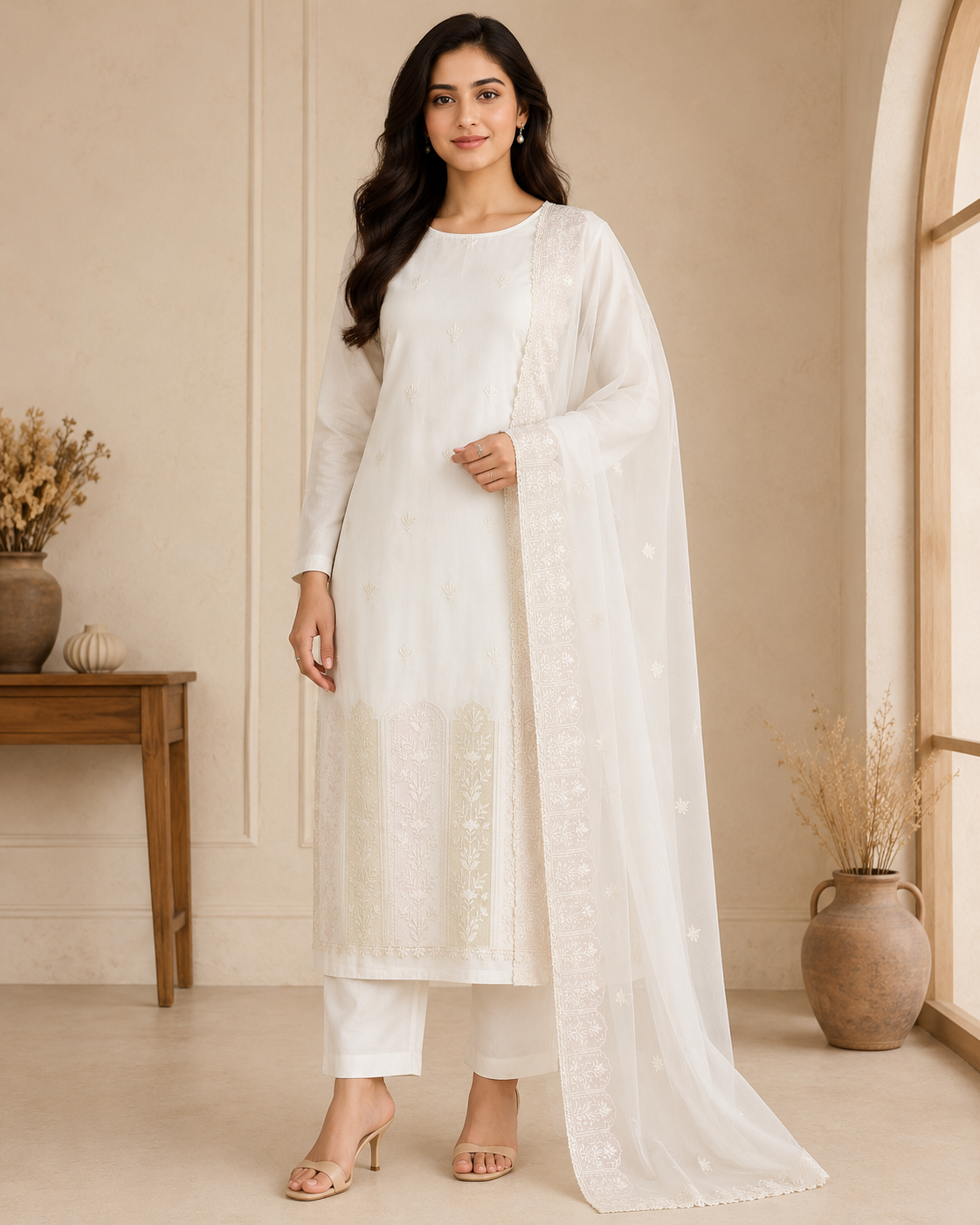 Premium Organza 3-Piece Suit Set with Multi Embroidery (unstitched)