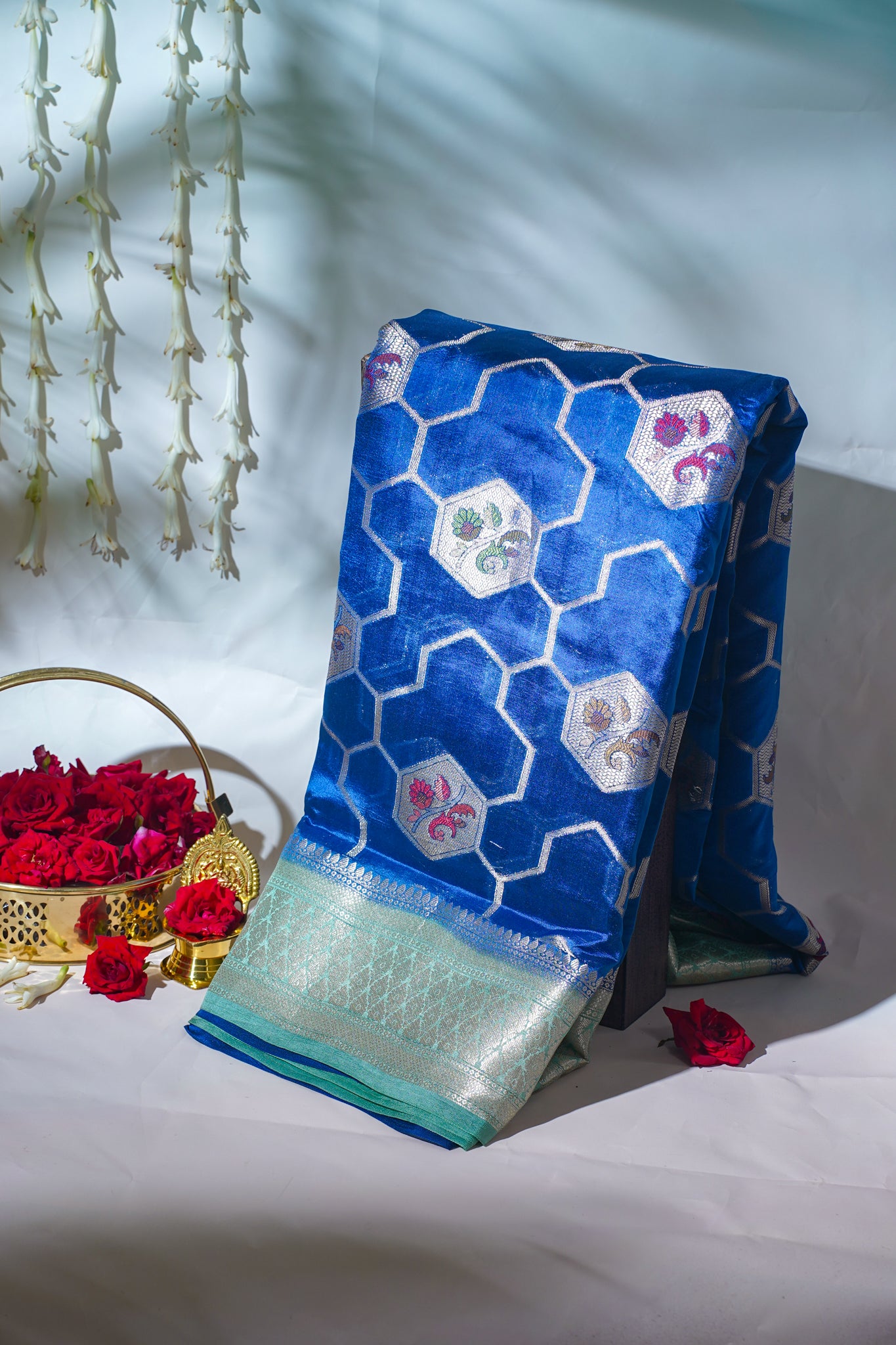 Royal Blue Pure Chiniya Saree