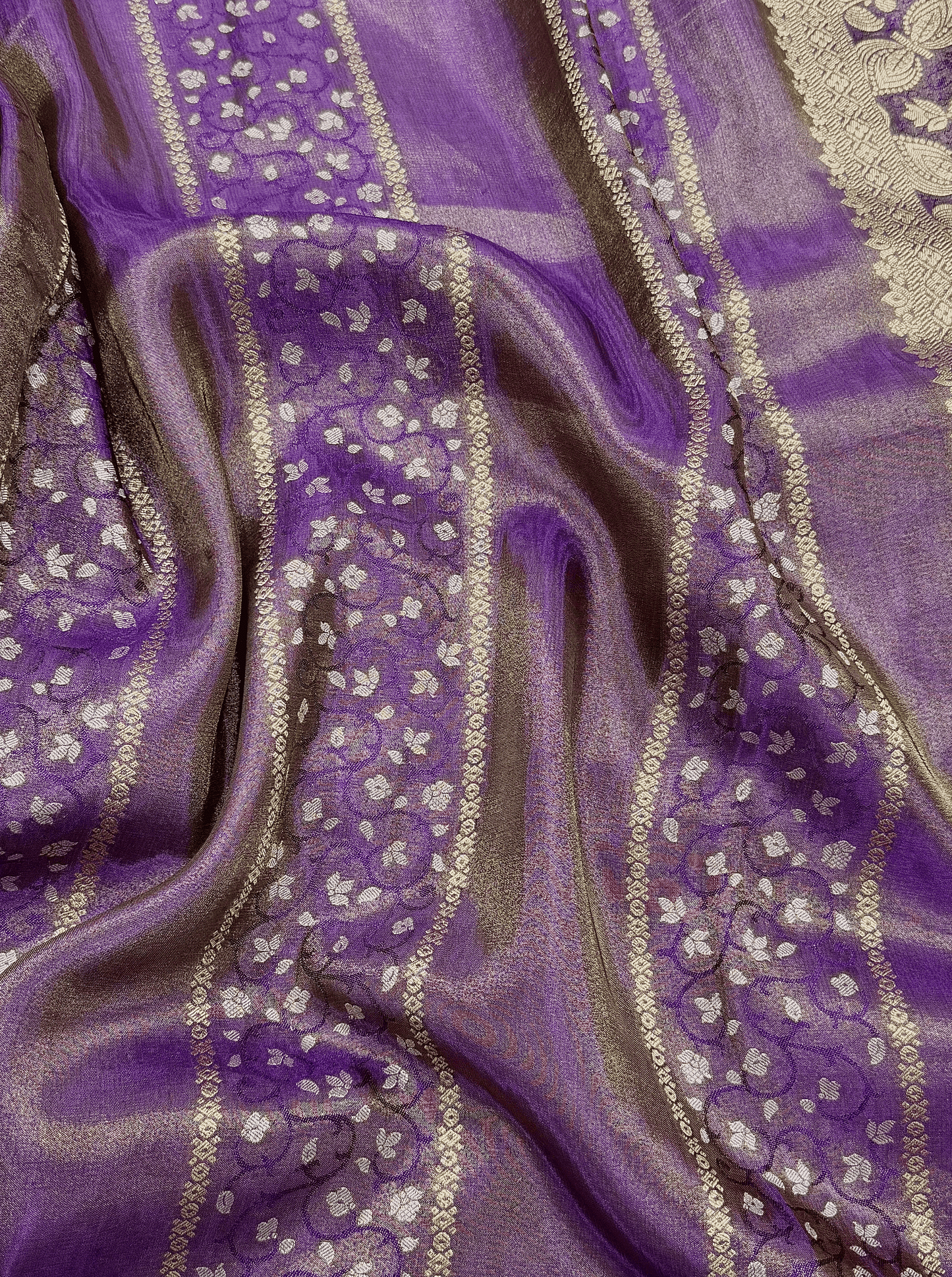 Lavender Purple Georgette Tissue Silk Saree