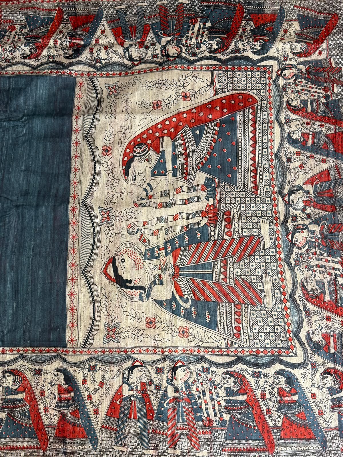 Pure Tusser Matka Madhubani Print Saree