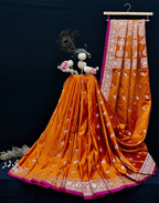 Wine Maroon Handloom Mushroo Satin Silk Saree