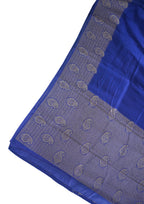 Blue Tussar Georgette Saree with Antique Zari Border