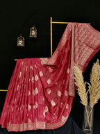 Rose Red Georgette Tissue Silk Saree