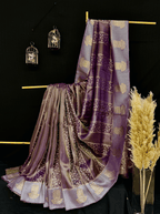 Lavender Purple  Georgette Tissue Silk Saree