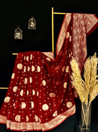 Deep Red Georgette Tissue Silk Saree