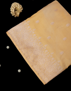 Pastel Peach Banarasi Mushroo Silk Saree with Floral Weaving & Zari Border