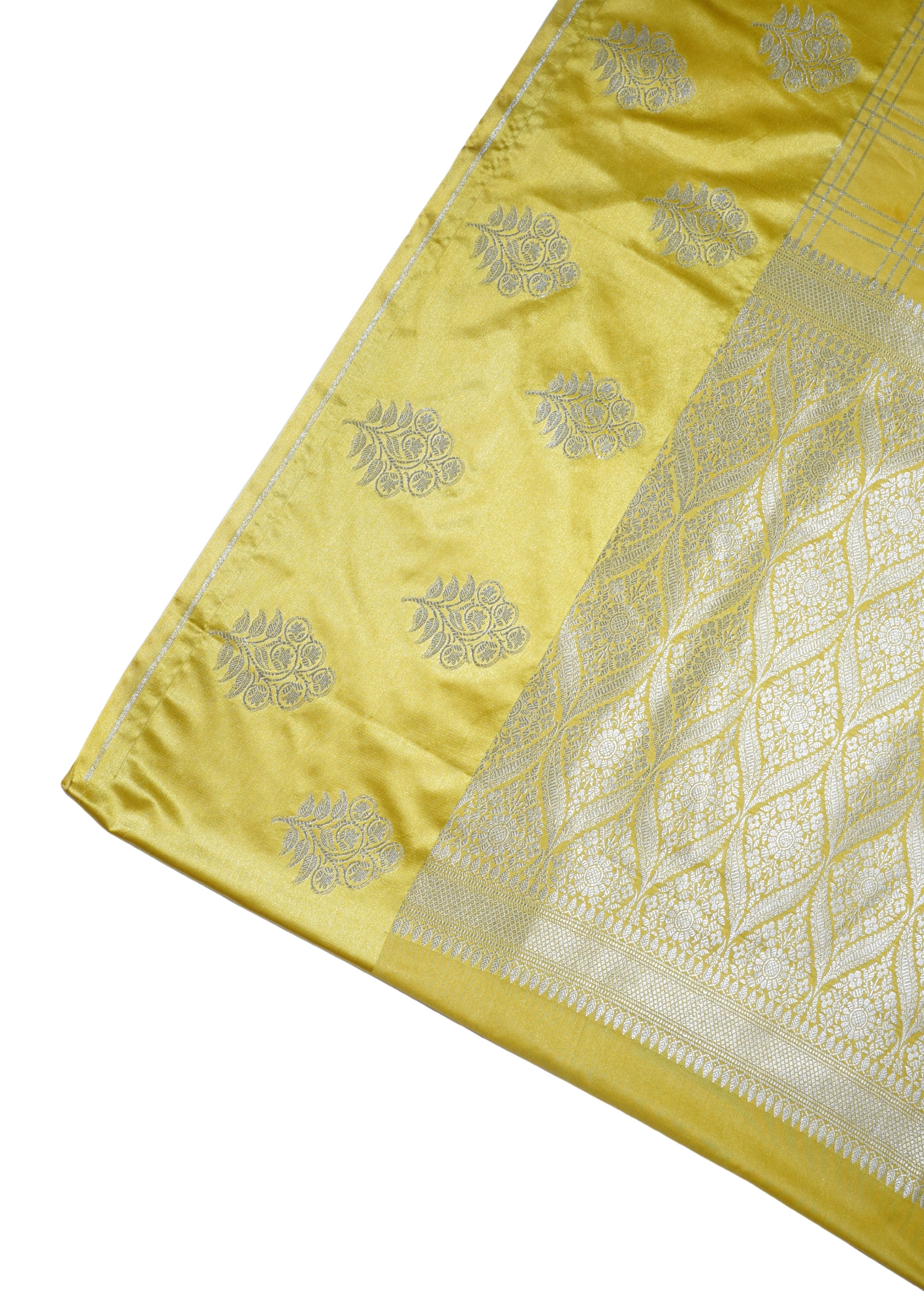 Golden Yellow Banarasi Mushroo Satin Saree
