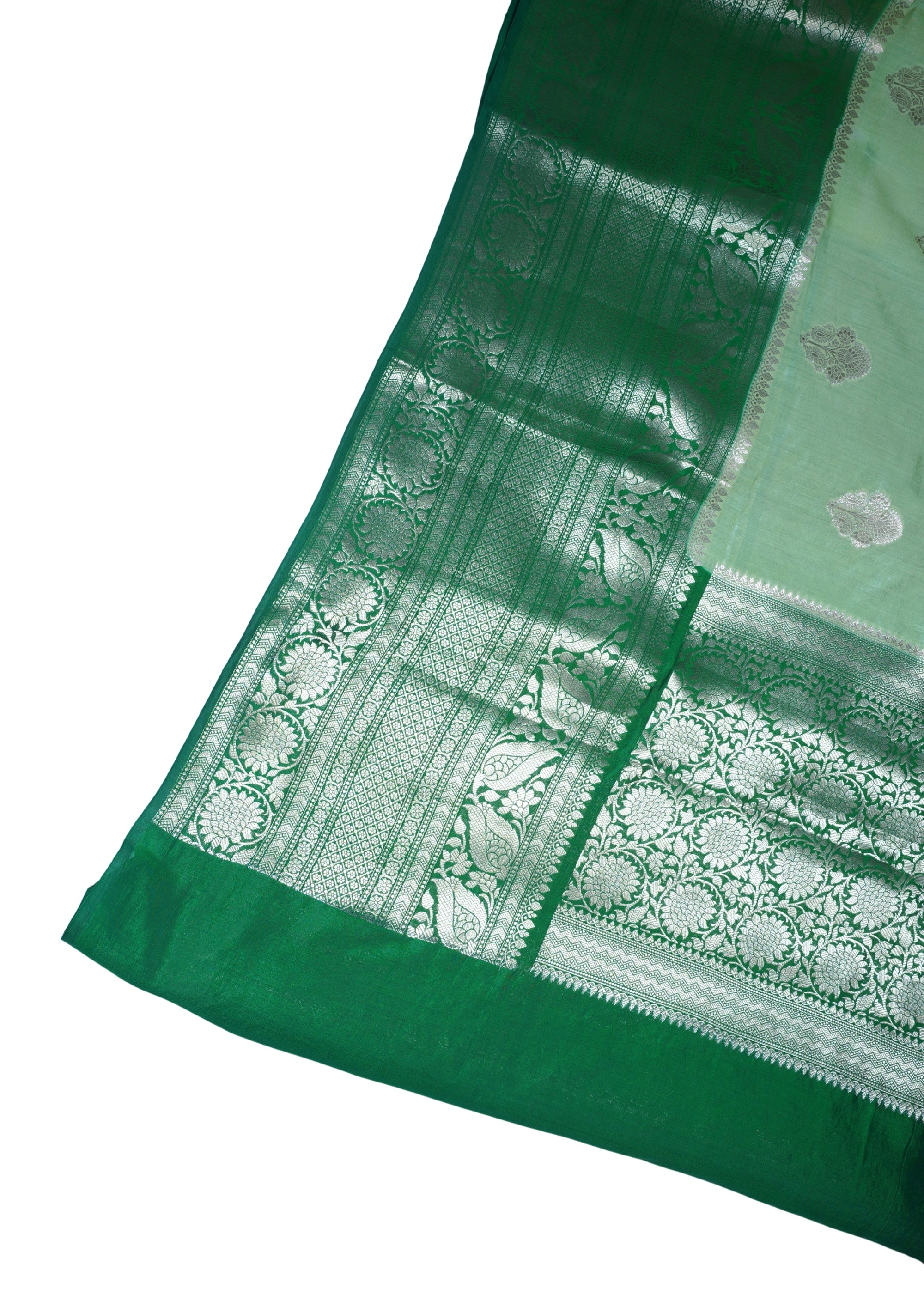 Pista Green Pure Chiniya Silk Saree
