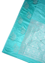 Turquoise Green Banarasi Mushroo Satin Saree