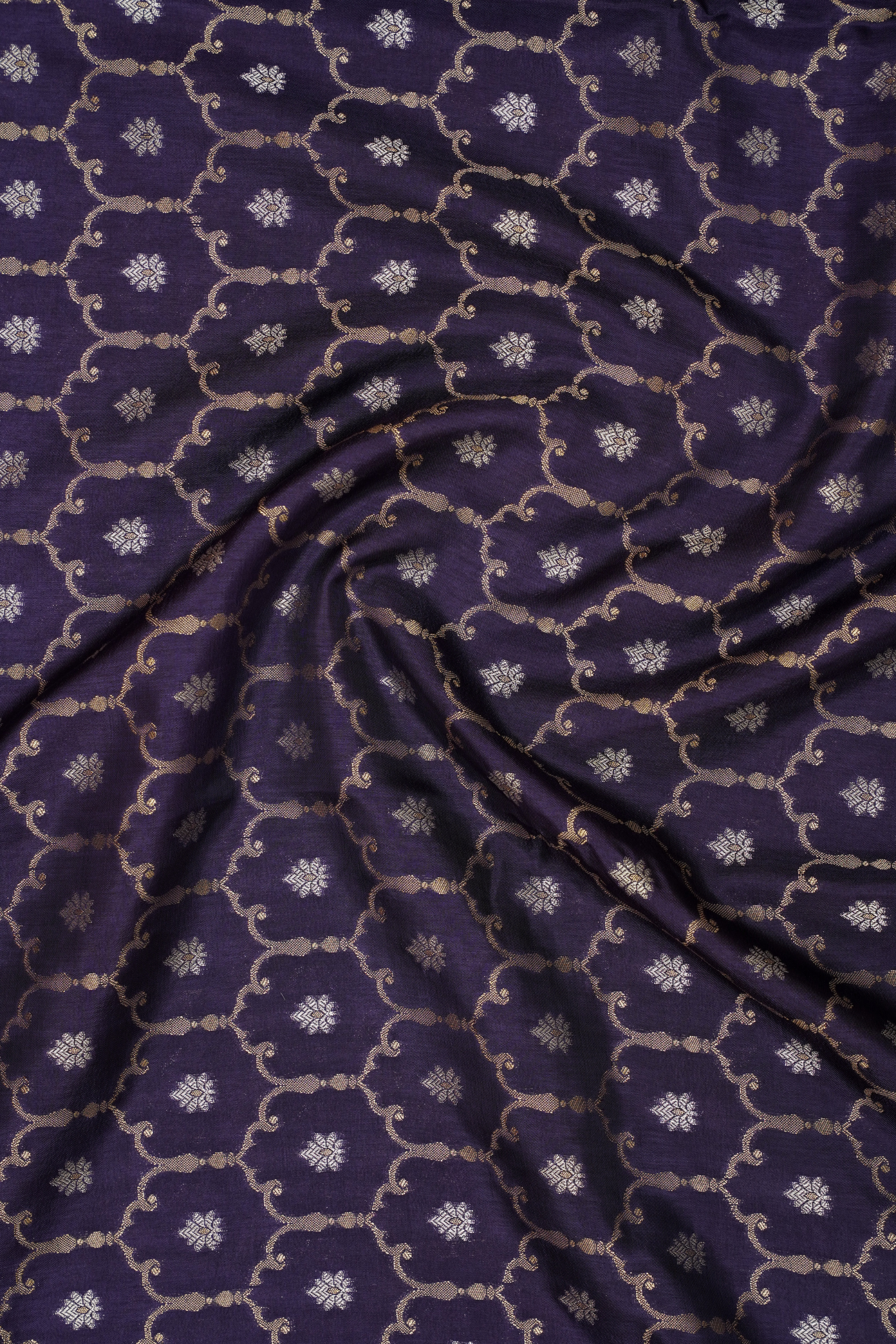 Royal Purple Viscose Satin Saree with Woven Design