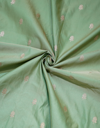 Sage Green Banarasi Mushroo Silk Saree with Floral Weaving & Zari Border