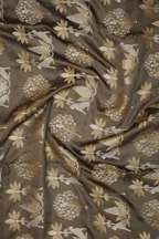 Chocolate Brown Viscose Satin Saree with Dual Weaving