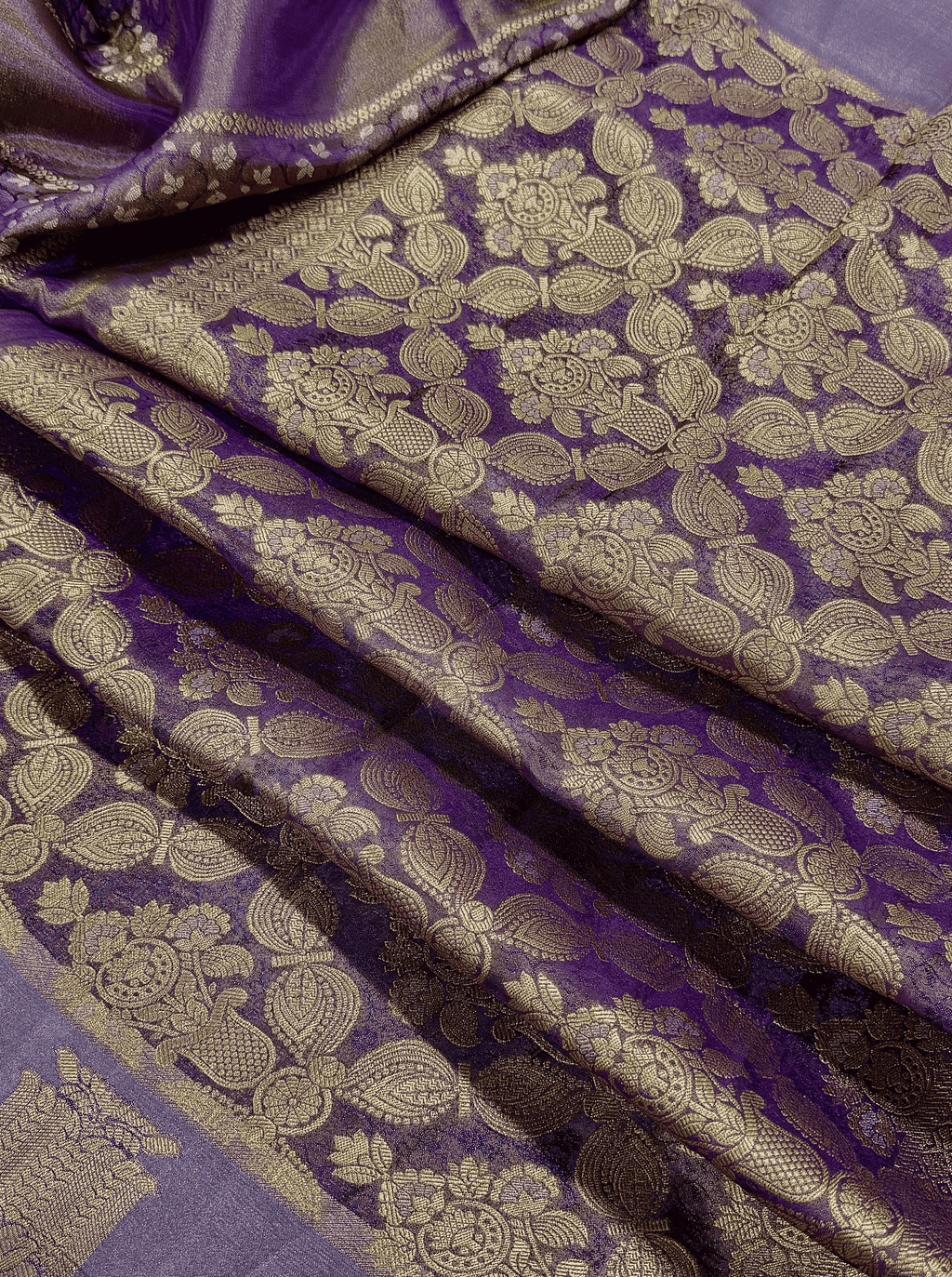 Lavender Purple  Georgette Tissue Silk Saree