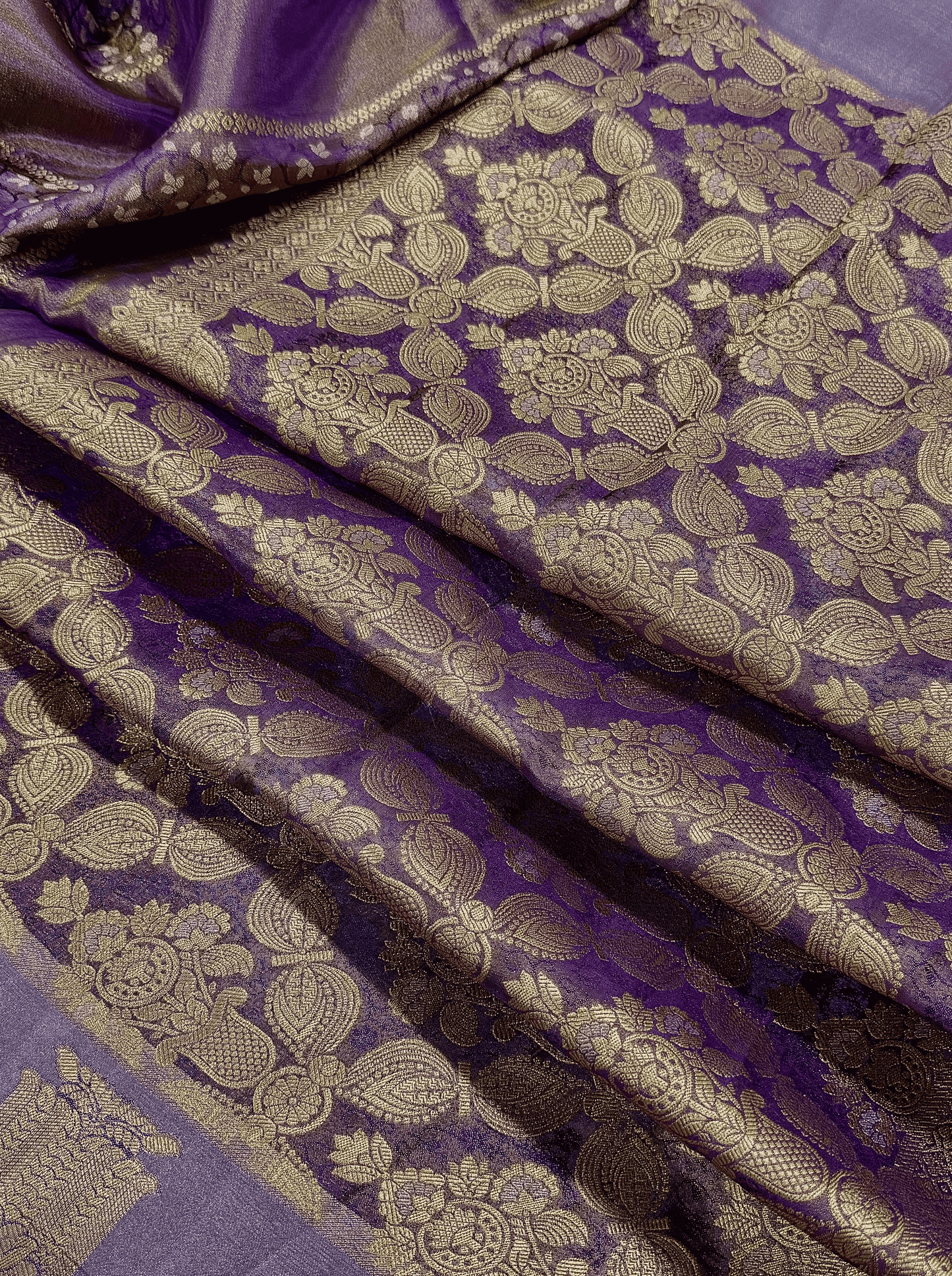 Lavender Purple  Georgette Tissue Silk Saree