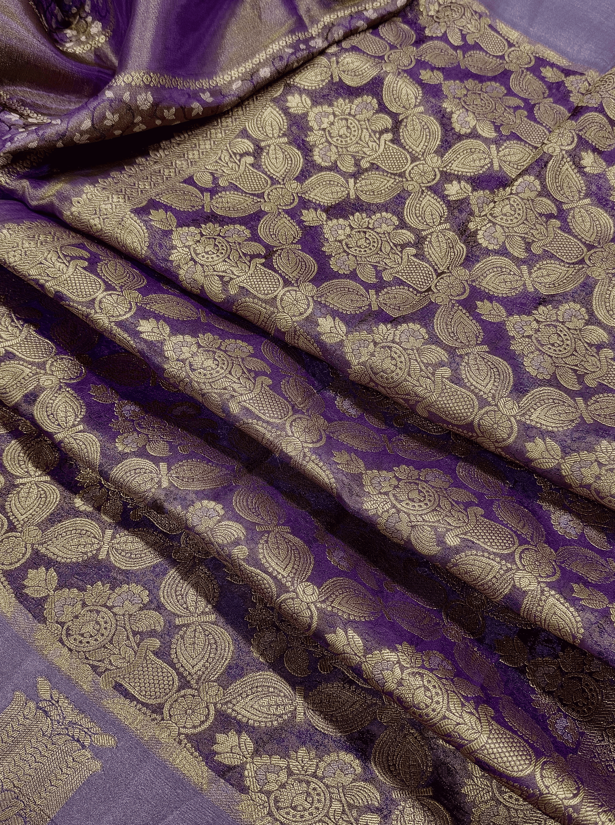 Lavender Purple  Georgette Tissue Silk Saree