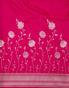 Rani Pink Banarasi Mushroo Silk Saree with Zari Border