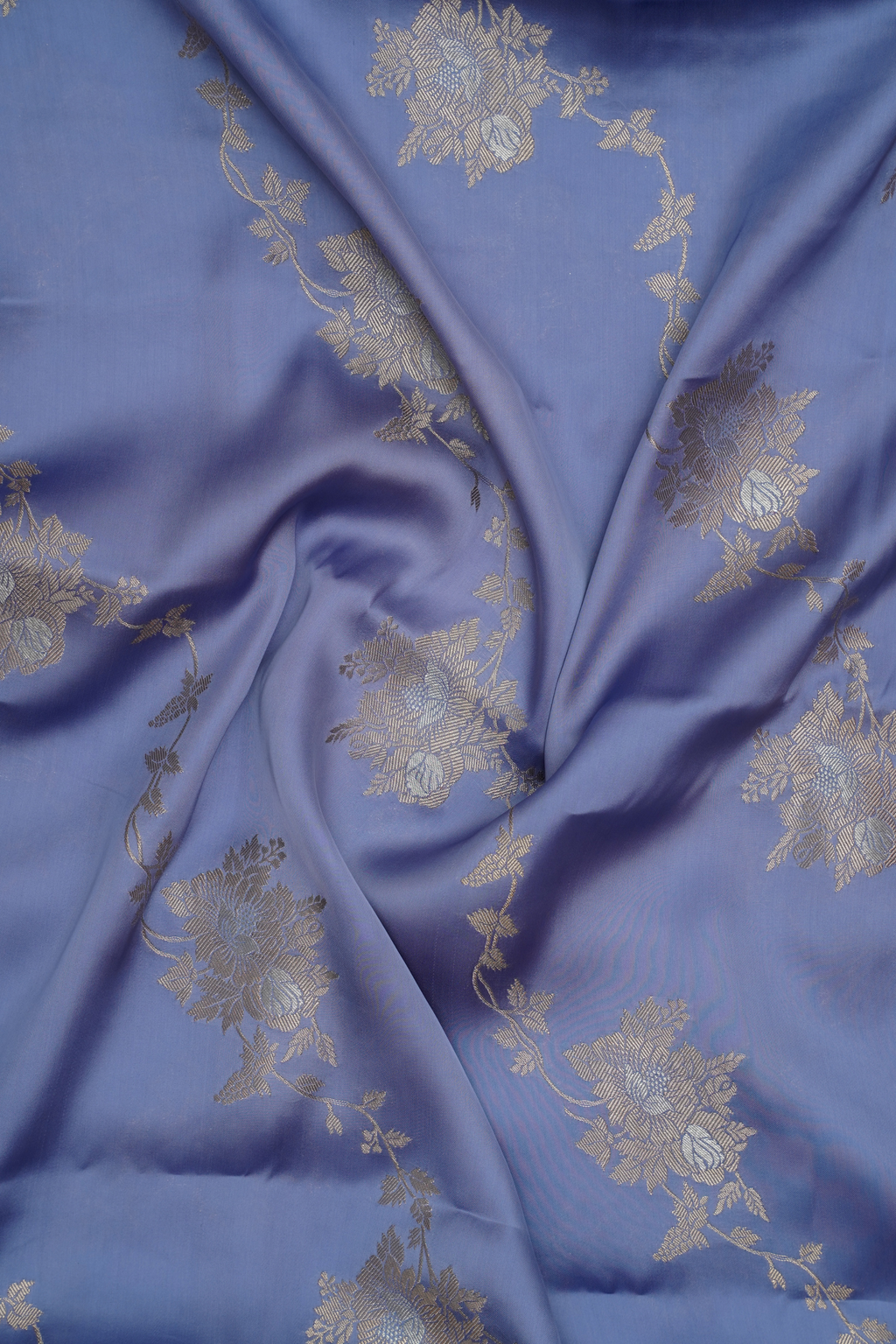 Periwinkle Blue Organza Satin Saree with Woven Floral Design