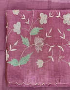 Rose Pink Tussar Unstitched Suit with Appliqué Embroidery