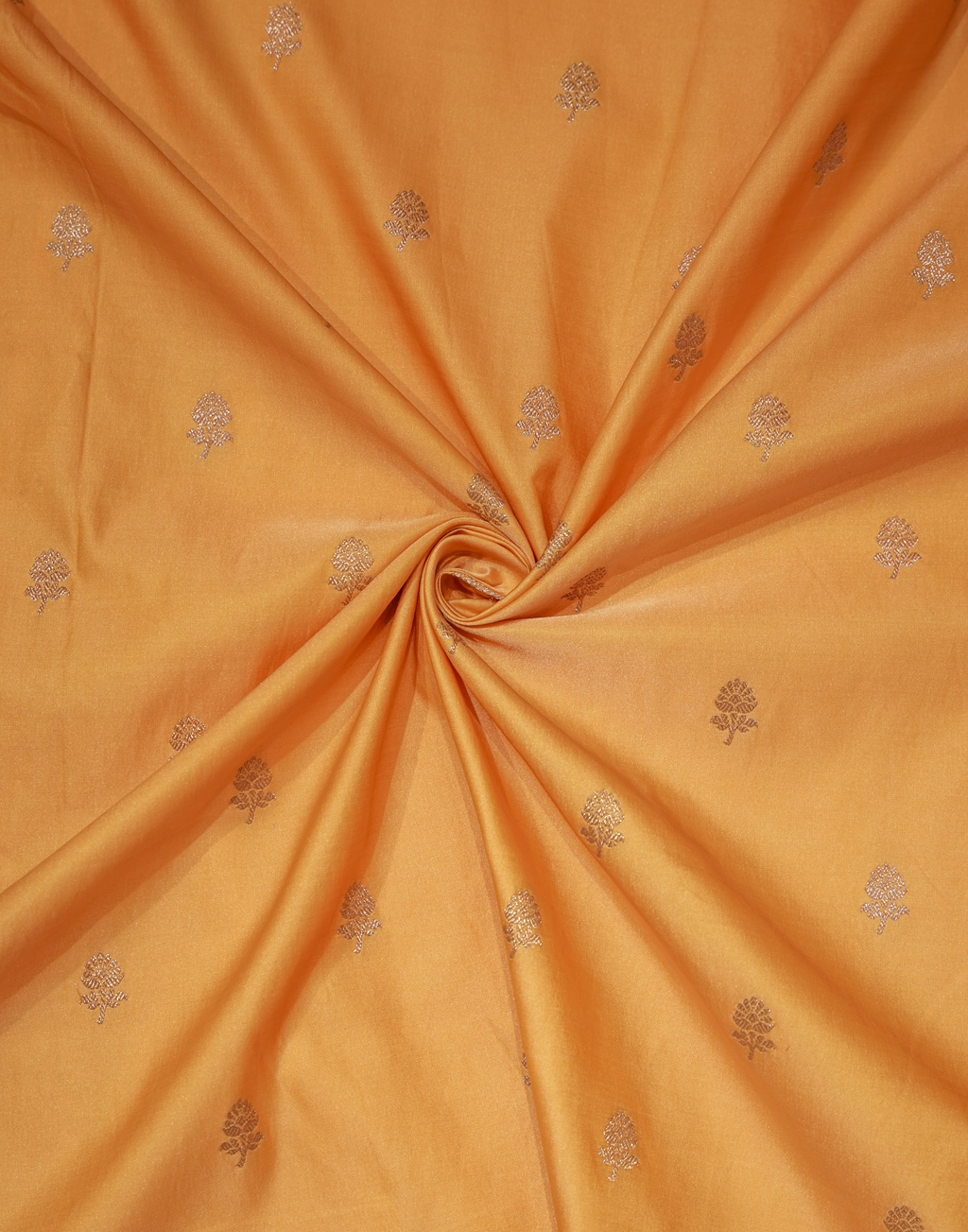 Pastel Peach Banarasi Mushroo Silk Saree with Floral Weaving & Zari Border