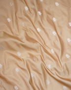Peach Beige Banarasi Mushroo Silk Saree with Floral Weaving & Zari Border
