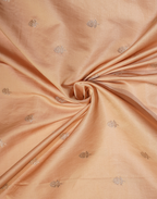 Pastel Peach Banarasi Mushroo Silk Saree with Floral Weaving & Zari Border