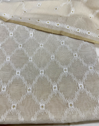 Off White Linen Tissue Unstitched Suit with Ikat-Inspired Embroidery