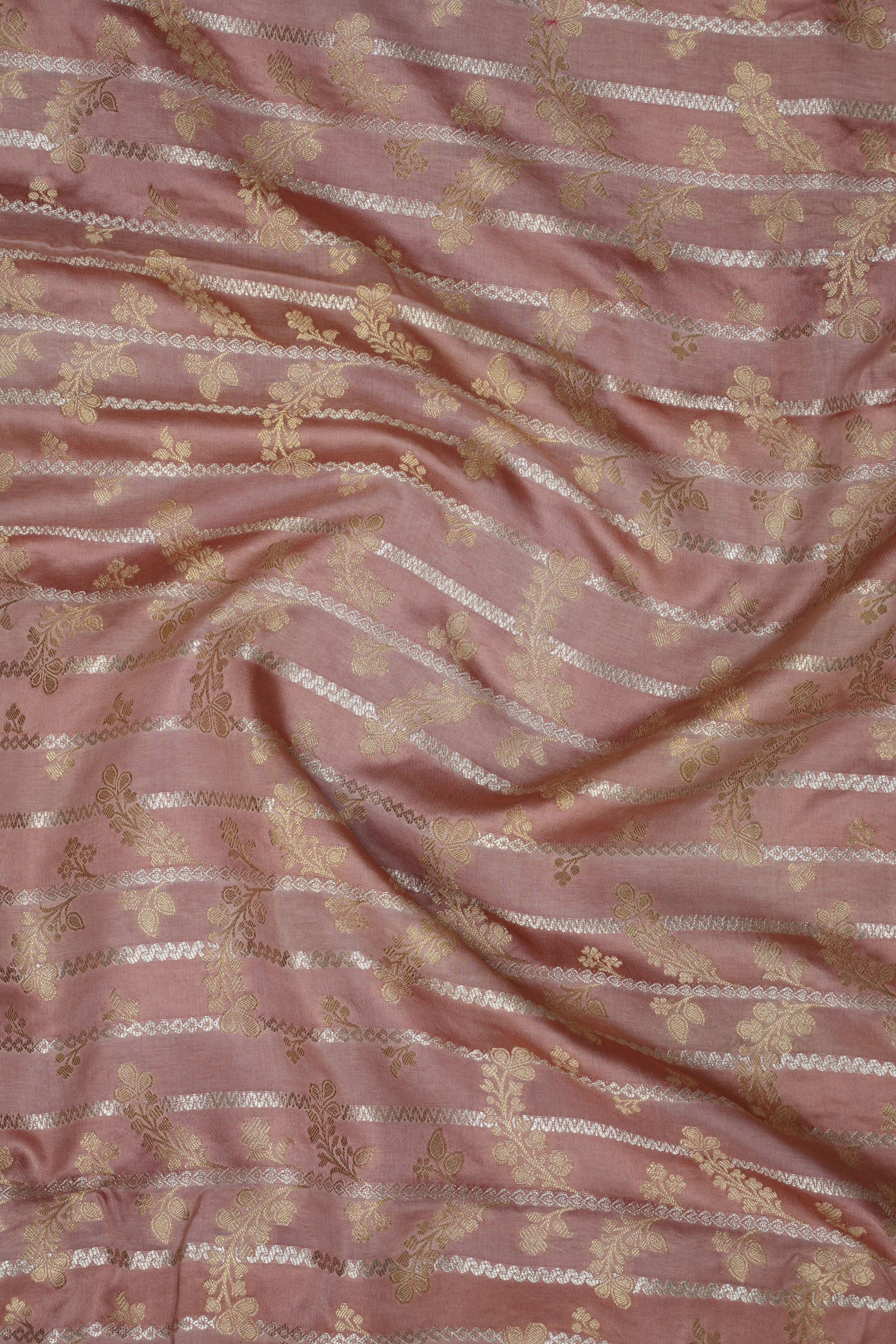 Dusty Rose Viscose Satin Saree with Dual Weaving
