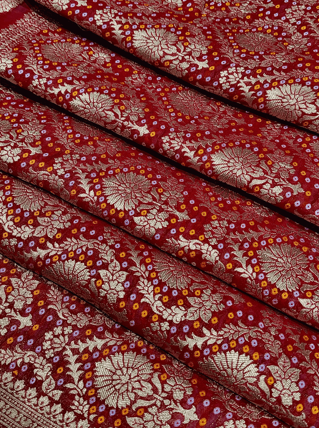 Deep Red Georgette Tissue Silk Saree
