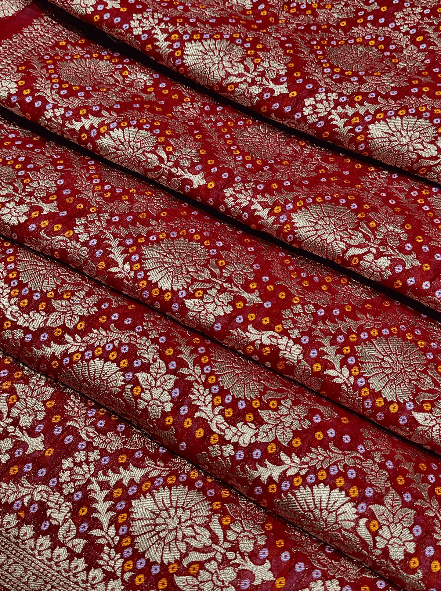 Deep Red Georgette Tissue Silk Saree