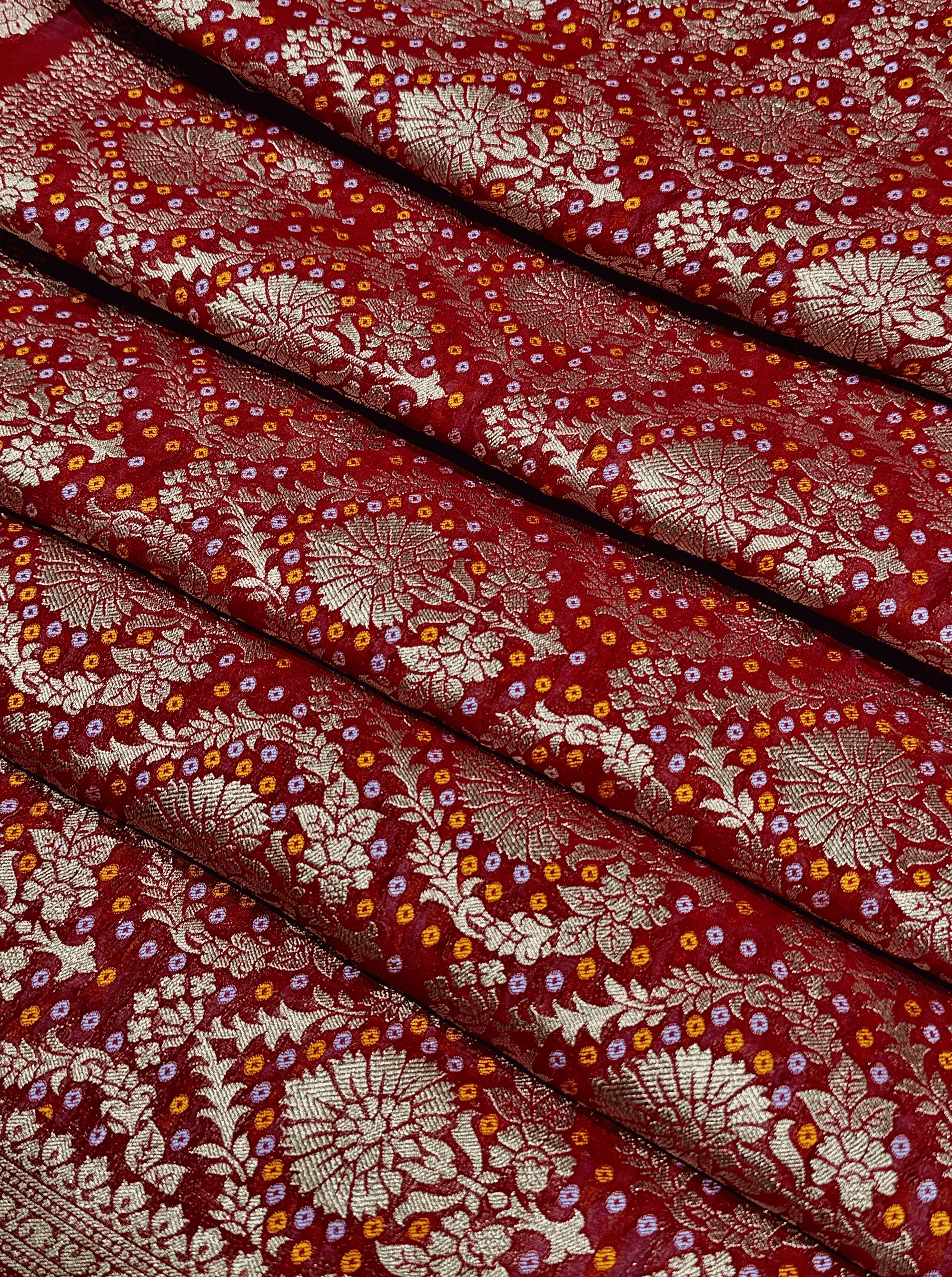 Deep Red Georgette Tissue Silk Saree