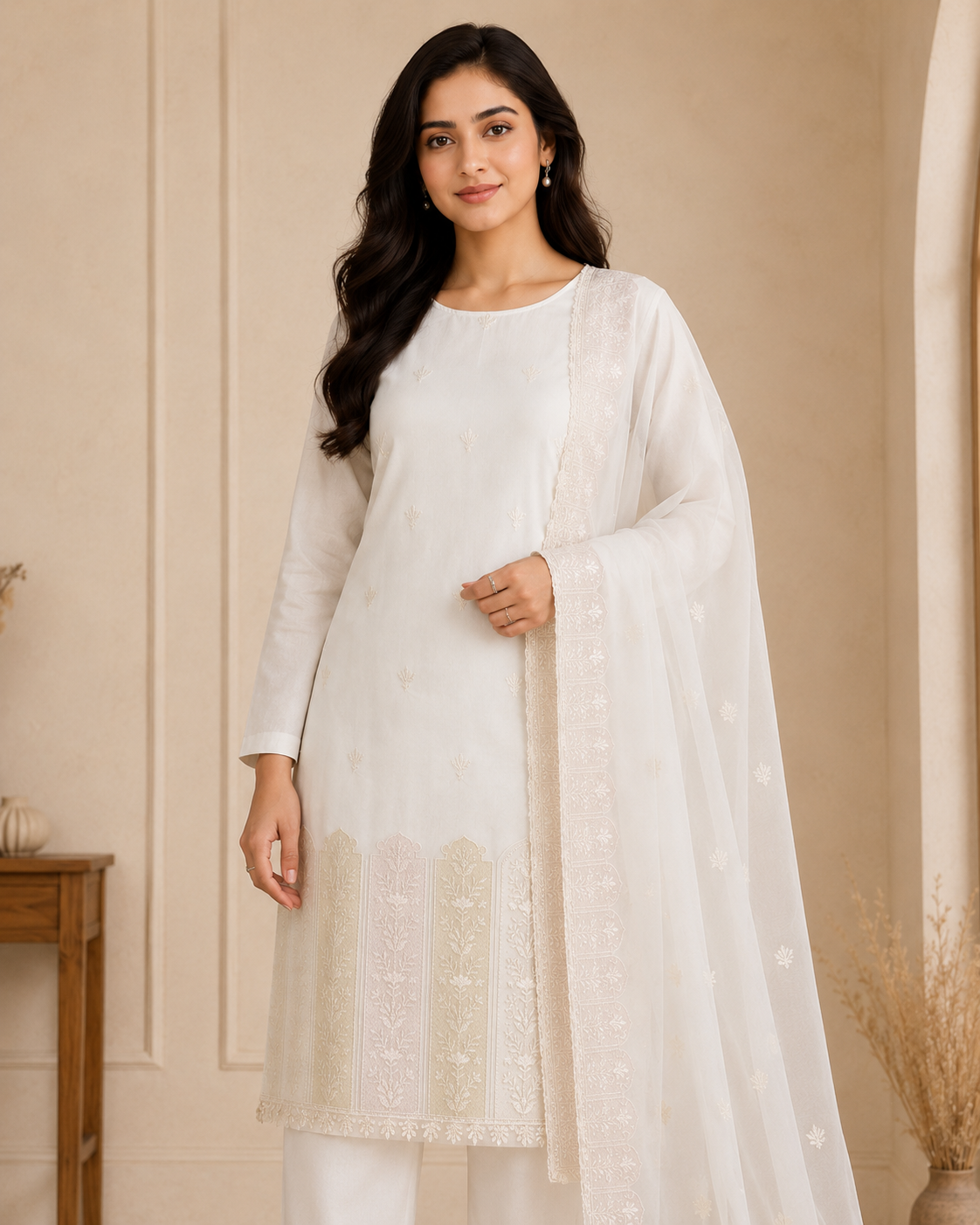 Premium Organza 3-Piece Suit Set with Multi Embroidery (unstitched)