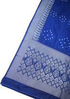 Blue Mushroo Silk Saree with Bandhani Print