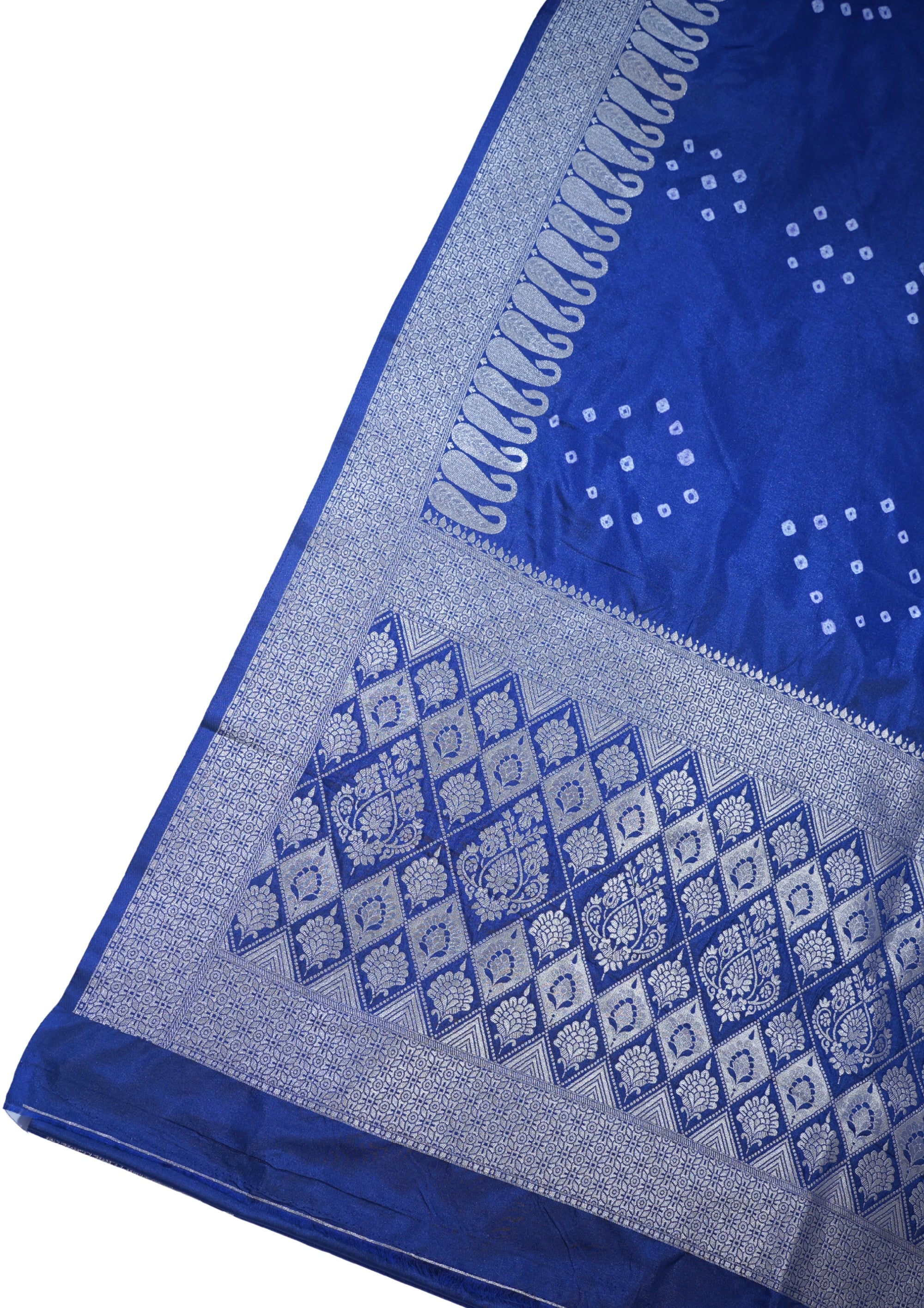 Blue Mushroo Silk Saree with Bandhani Print