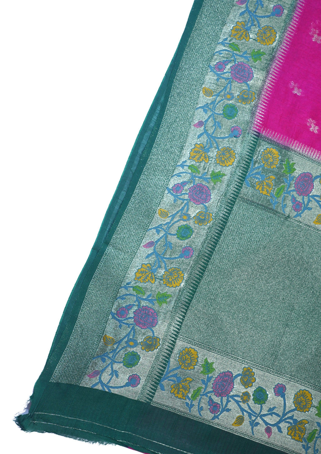 Pink Tussar Pathony Saree with Green Contrast Border