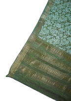 Olive Green Muga silk Kalamkari Print Fancy Saree