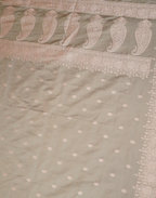 Ash Grey Banarasi Mushroo Silk Saree with Floral Weaving & Zari Border