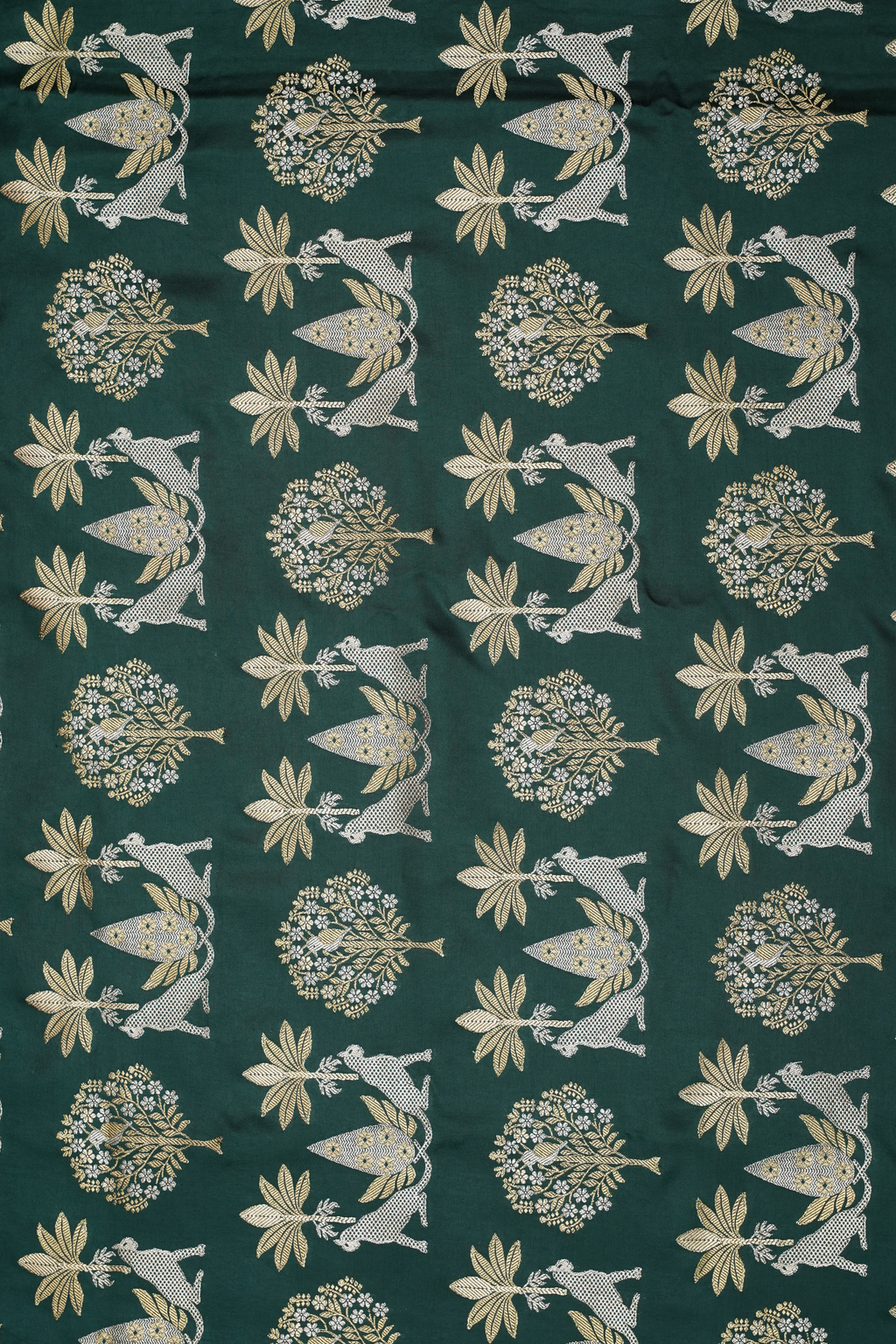 Bottle Green Viscose Satin Saree with Dual Weaving
