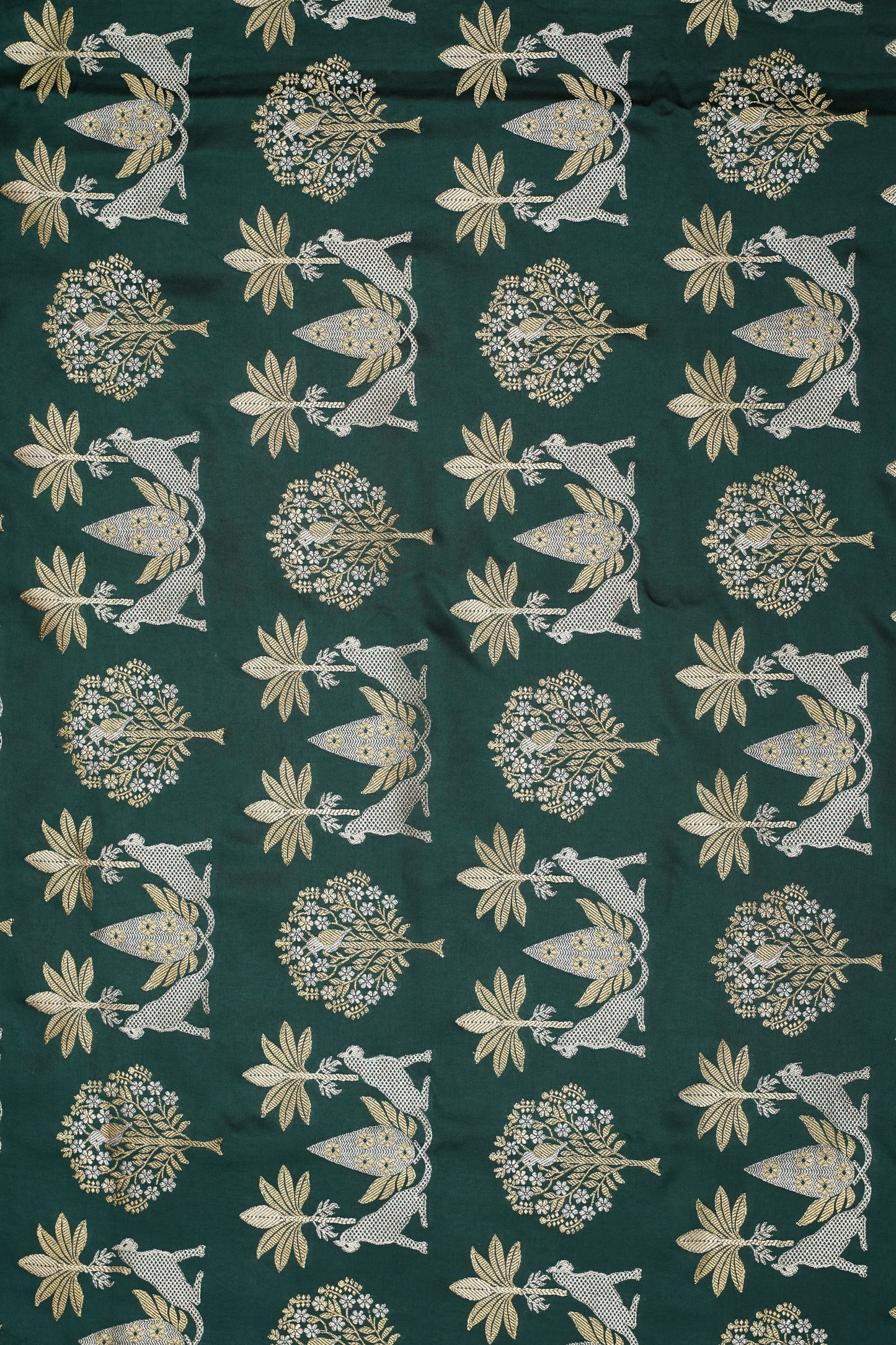 Bottle Green Viscose Satin Saree with Dual Weaving