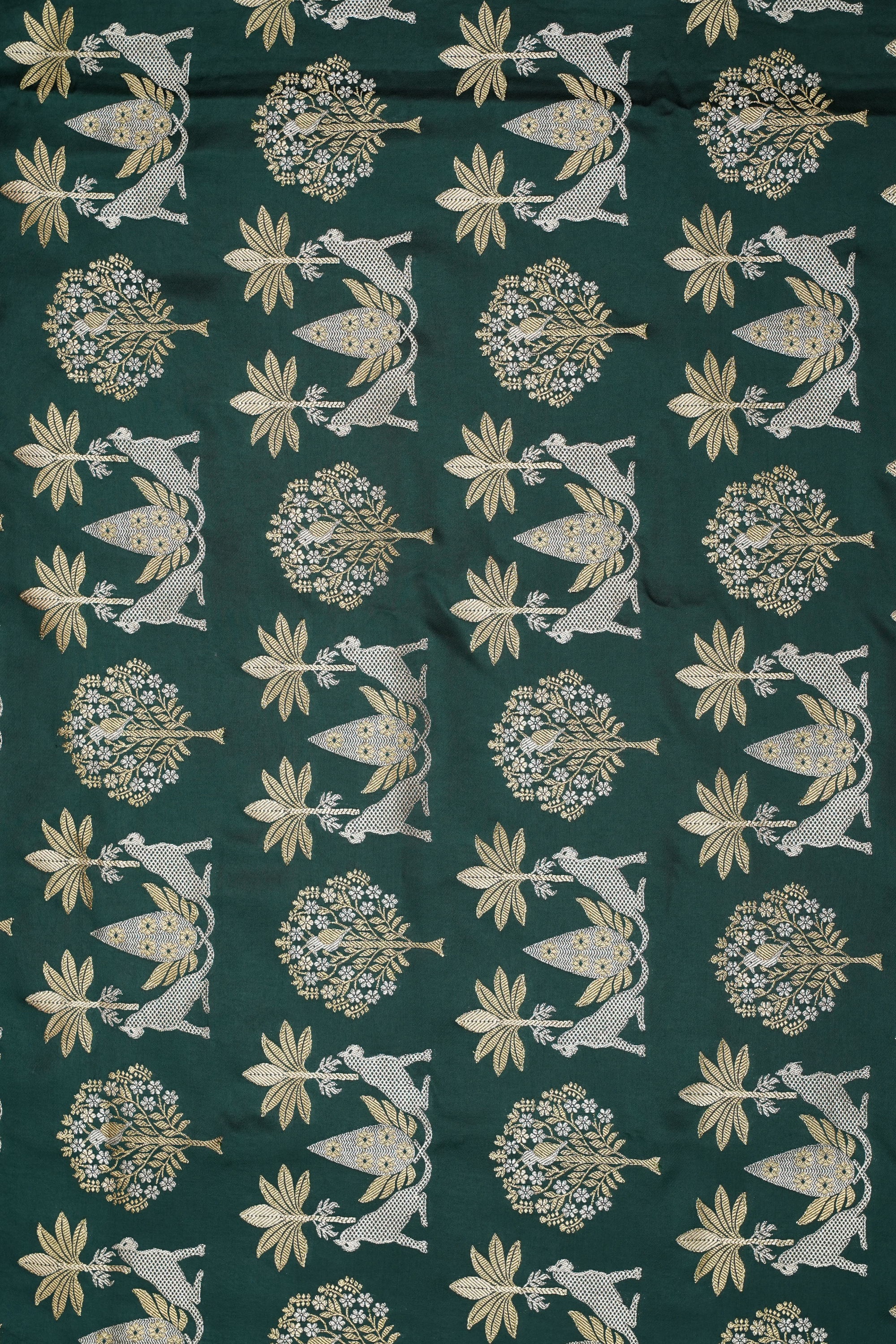 Bottle Green Viscose Satin Saree with Dual Weaving