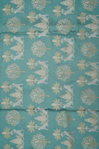 Teal Blue Viscose Satin Saree with Dual Weaving