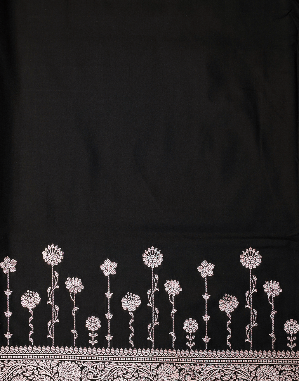Black Banarasi Mushroo Silk Saree with Zari Border