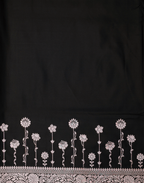 Black Banarasi Mushroo Silk Saree with Zari Border