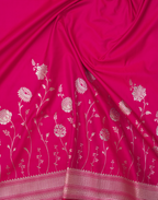 Rani Pink Banarasi Mushroo Silk Saree with Zari Border
