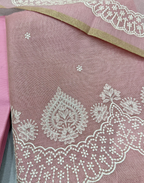 Dusty Rose Linen Tissue Unstitched Suit with Thread Embroidery