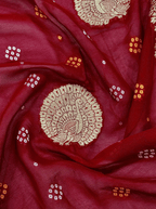 Deep Red Georgette Tissue Silk Saree