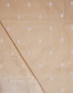 Pastel Peach Banarasi Mushroo Silk Saree with Floral Weaving & Zari Border