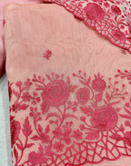 Blush Pink Organza Unstitched Suit with Dual Tone Floral Embroidery