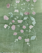 Sage Green Tussar Unstitched Suit with Appliqué Embroidery