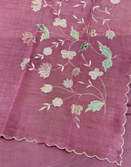 Rose Pink Tussar Unstitched Suit with Appliqué Embroidery