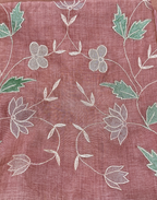 Rust Pink Tussar Unstitched Suit with Appliqué Embroidery